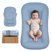 Ainiuke baby lounger front view shows cushioned support and neat navy finish