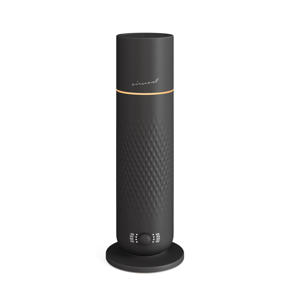 Air-Scent diffuser front view showing sleek design and easy placement benefit