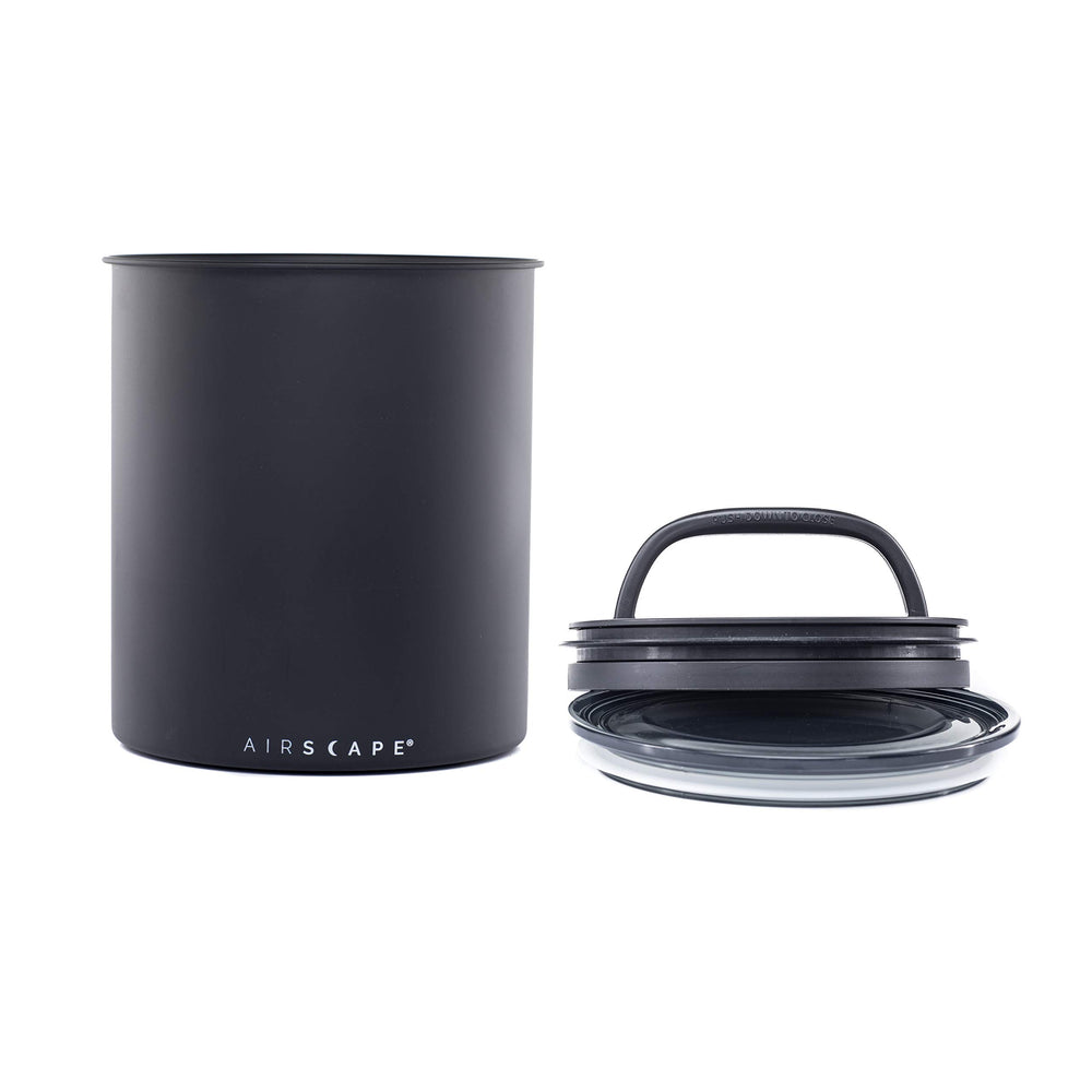 AirScape matte black front view showing sleek canister and airtight benefit