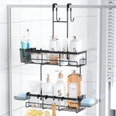 Aitatty over the door shower caddy front view showing tidy storage benefit