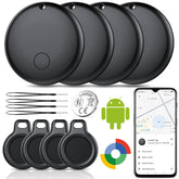 Ajblg front packaging showing four Android air tracker tags and benefits