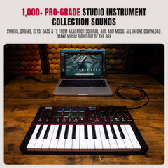 Akai Professional MPK Mini IV encoders and full-color screen enabling quick hands-on navigation