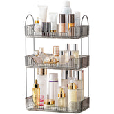 akinbas front view vanity organizer showing neat stacked storage and easy access