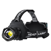 AKNEAR headlamp front view showing controls and bright beam for visibility