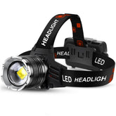 AKNEAR headlamp front view showing bright LEDs and rugged housing for powerful lighting