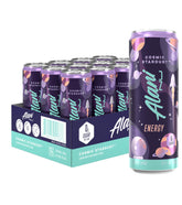 Alani Nu front can view showing Cosmic Stardust flavor and vibrant design for shelf appeal