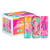 Alani Nu variety pack front view showing all three cans and brand benefits