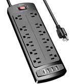 Alestor front view showing 12 outlets and 4 USB ports for flexible charging