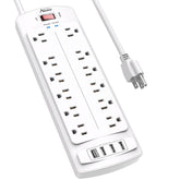 Alestor front view showing 12 outlets and 4 USB ports for organized power