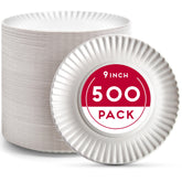 Alitte 9-inch front pack showing bulk 500-count and dinnerware convenience