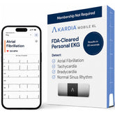 AliveCor KardiaMobile 6L front view showing compact device promoting easy heart checks