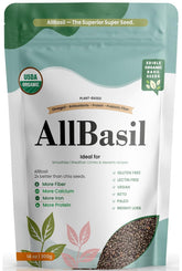 All Basil front packaging 14oz showing product and organic badge for trust