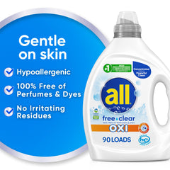 all free clear pouring concentrated detergent into cap for precise dosing benefit