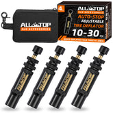 ALL-TOP front view of four deflators showing compact screw-on design and quick setup benefit