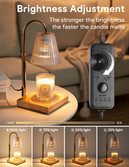 Allanmen gold candle warmer dimmer close-up highlighting brightness control benefit