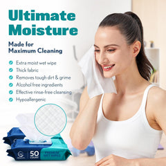 AllSett Health wipe on skin illustrating gentle aloe formula that soothes
