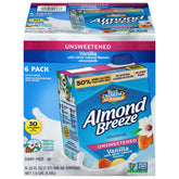 Almond Breeze front packaging showing 32oz carton and vanilla label benefit convenience