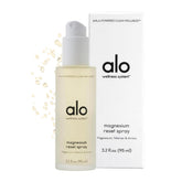 Alo front packaging of magnesium oil spray showing bottle and label benefits