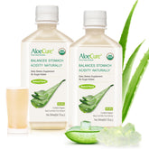 AloeCure front packaging showing two 500ml bottles and organic seal for confidence