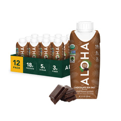 ALOHA front packaging showing Chocolate Sea Salt and benefits