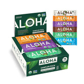 ALOHA front box packaging showing variety pack and organic badge