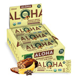ALOHA box front showing banana bread chocolate chip flavor and organic label benefits