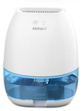 AlohaAir front view showing sleek white design and compact footprint benefit: blends into room