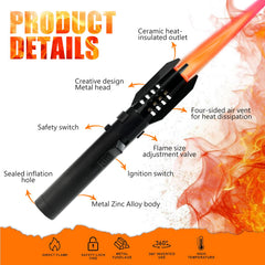AlpCraft nozzle close-up highlighting heat-resistant ceramic and focused jet flame reliability