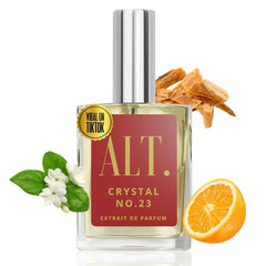 ALT. FRAGRANCES Crystal No. 23 bottle front shows elegant design and long-lasting performance