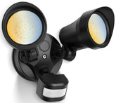 ALUSSO front view flood light showing dual heads and mounting for clear visibility