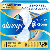 Always Infinity front packaging showing product count and benefits
