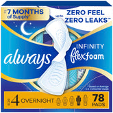Always Infinity front packaging showing count and size for convenient stocking