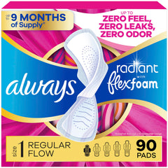 Always Radiant front packaging showing product and benefits