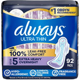 always ultra thin front packaging showing product count and benefits