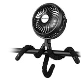 AMACOOL front view of stroller fan showing compact design and easy clip benefit