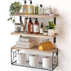AMADA HOMEFURNISHING front view of shelf set showing natural wood and storage benefits