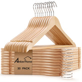 Amber Home front view of 30 wooden hangers, neat closet organization benefit