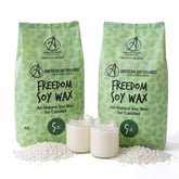American Soy Organics front packaging showing two 5 lb bags and clear labeling benefits