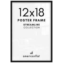 Americanflat 12x18 front view showing sleek black frame and clear display benefit