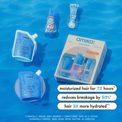 Amika leave-in being applied to damp hair reducing tangles and frizz
