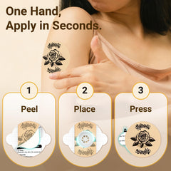 Amolyfe application side tabs for one-handed placement and precise fit