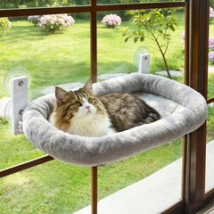 AMOSIJOY window perch front view showing stable frame and cushion benefit comfort