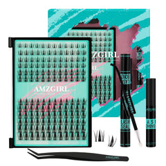 AMZGIRL kit front packaging showing full manga lash set and tools for easy styling