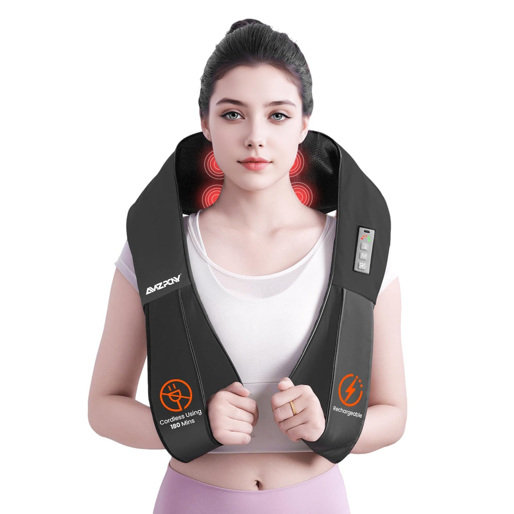 AMZPONY front shawl-style massager draped over shoulders for portable comfort