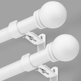 AMZSEVEN front view of two white curtain rods showing full set and finish, elegant look