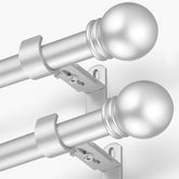 AMZSEVEN front view of silver curtain rods showing modern finish and paired set benefit