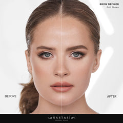 Anastasia Beverly Hills Brow Definer shade swatches on skin showing buildable pigment