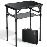 Anbte front view folded table showing compact transport benefit