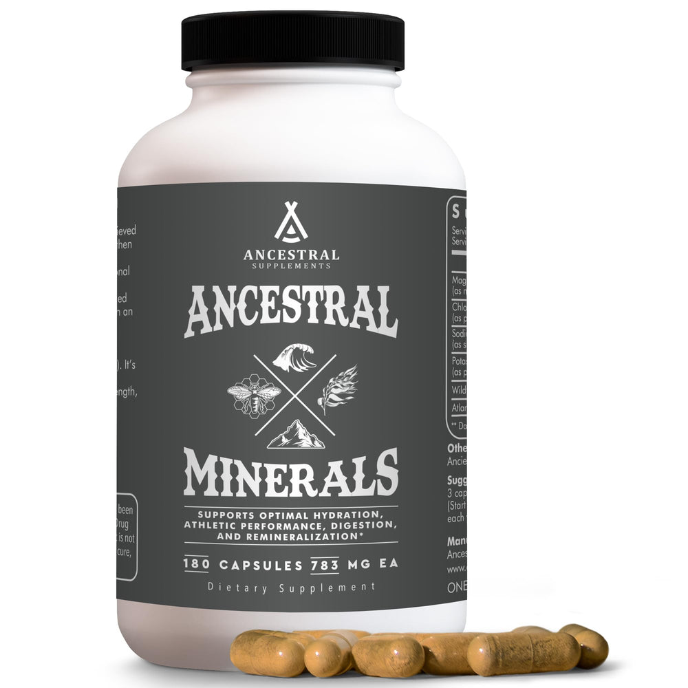 Ancestral Supplements bottle front label showing product identity and benefits