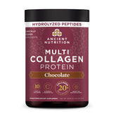 Ancient Nutrition front packaging showing chocolate collagen benefits